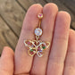 Colorful Gold Butterfly Belly Button Ring (14G | 10mm | Surgical Steel | Gold or Silver)