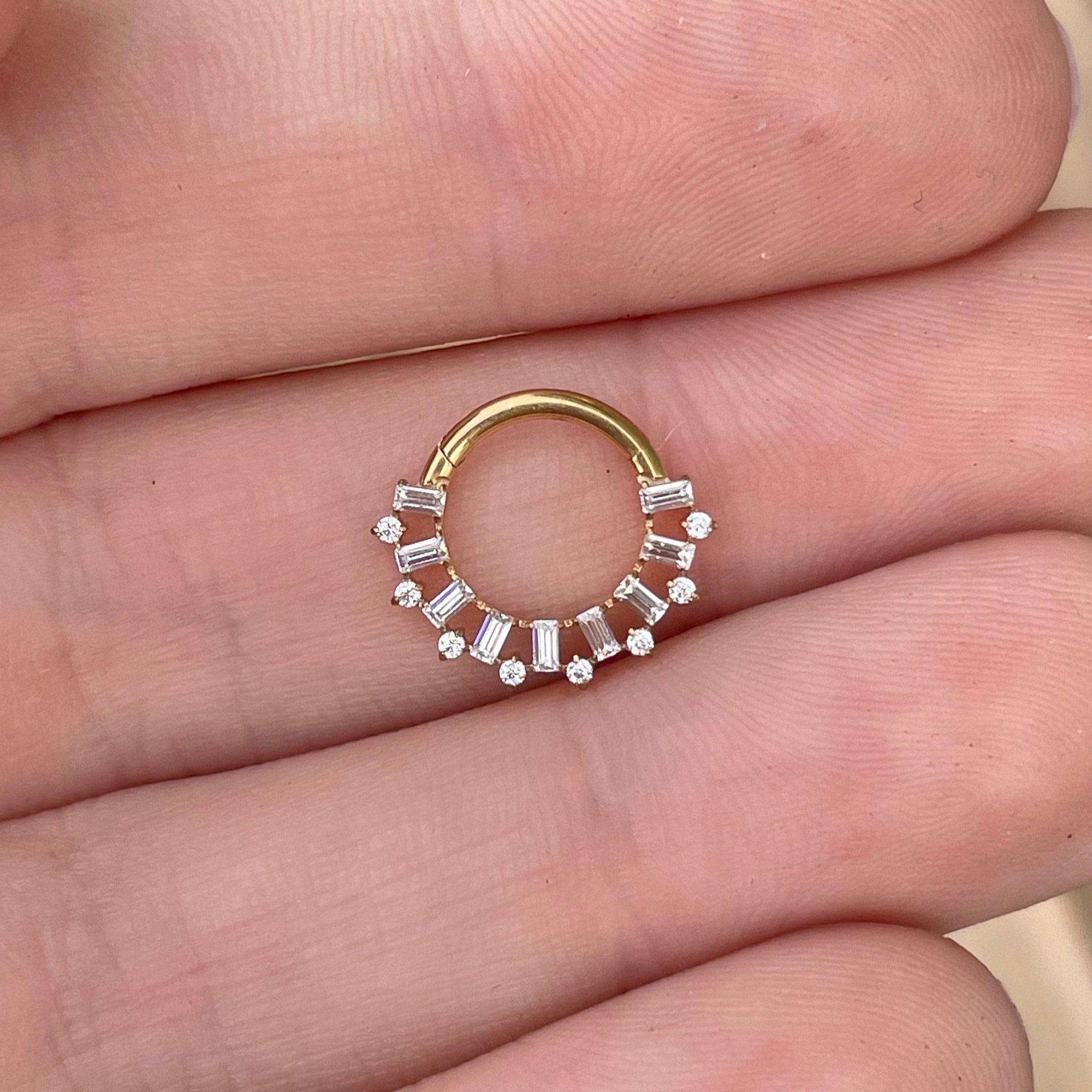 Titanium Gold Daith Earring (16G | 8mm or 10mm | Titanium | Silver or Gold)