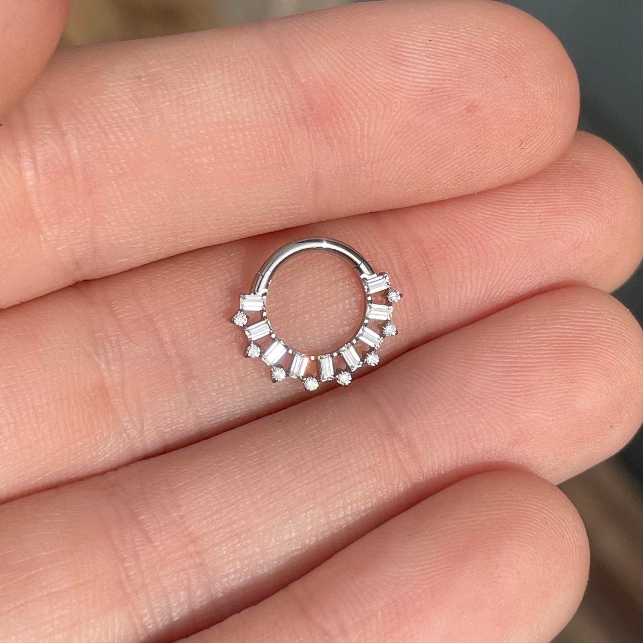 Minimalist Silver Titanium Daith Earring (16G | 8mm or 10mm | Titanium | Silver or Gold)