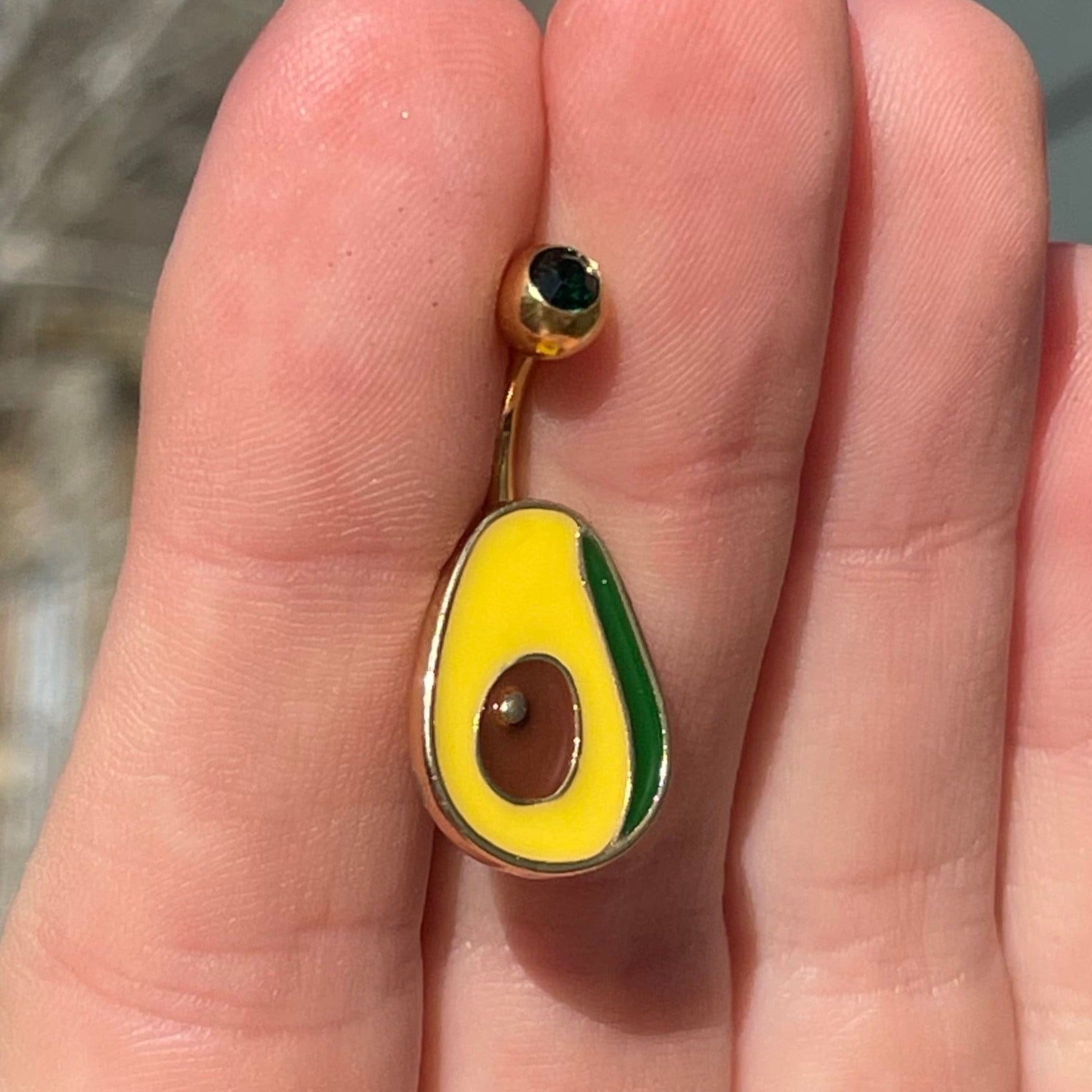 Cute Avocado Belly Button Ring (14G | 10mm | Surgical Steel)