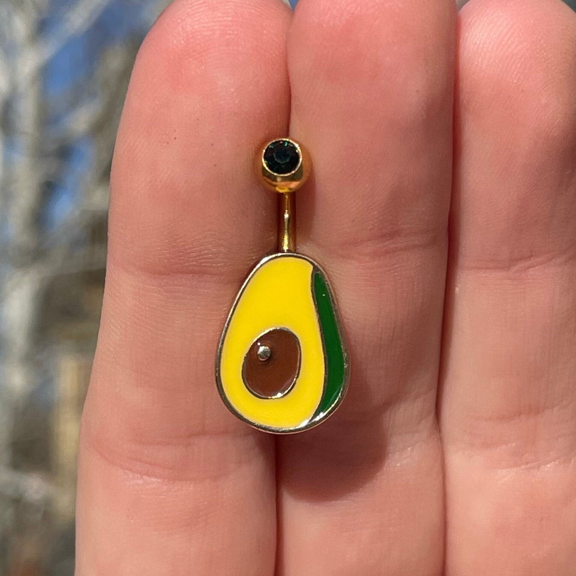 Cute Avocado Belly Button Ring (14G | 10mm | Surgical Steel)