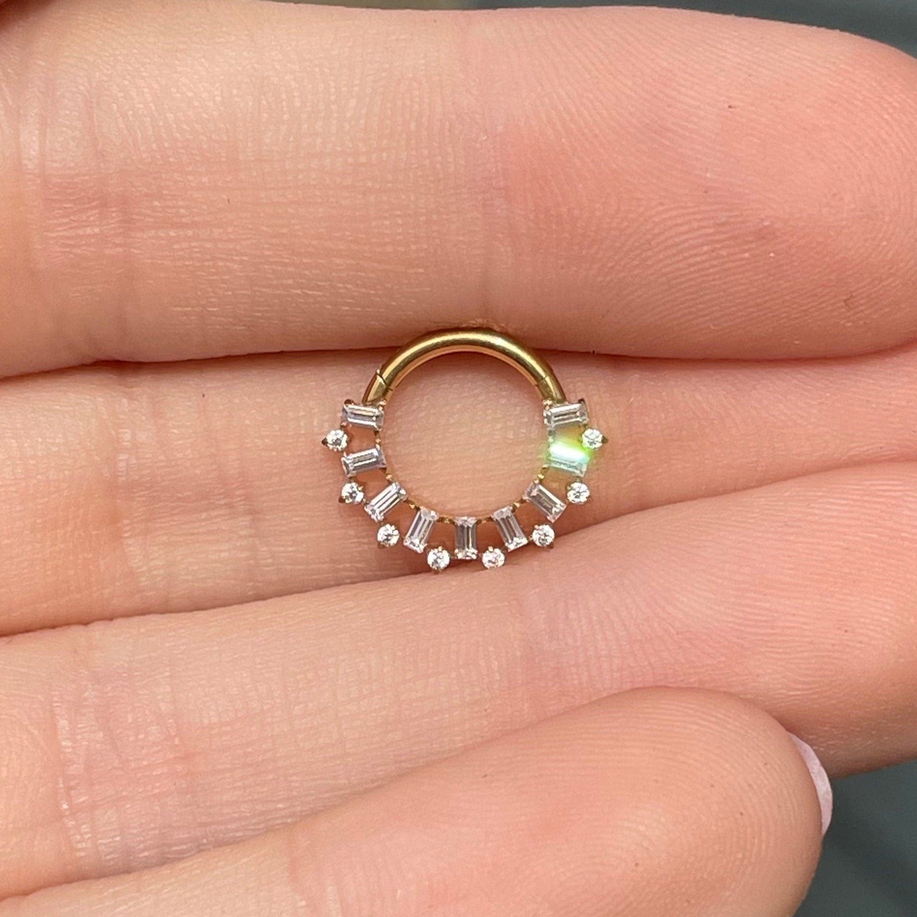 Titanium Gold Daith Earring (16G | 8mm or 10mm | Titanium | Silver or Gold)
