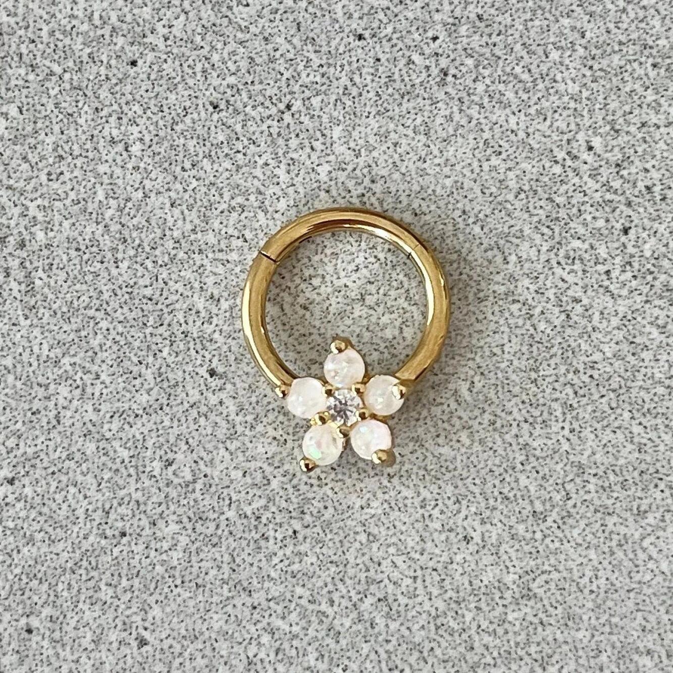 Iselda Bloom Septum Ring-Septum Ring-Gold-Elara Body Jewelry