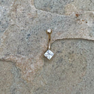 Linea Solid Gold Belly Button Ring-Belly Button Rings-Elara Body Jewelry