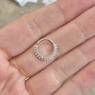 Lunara Shine Daith Earring-Daith Earring-8mm Diameter-White Gold-Elara Body Jewelry