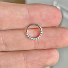 Opaline Halo Daith Earring-Daith Earring-6mm Diameter-White Gold-Elara Body Jewelry