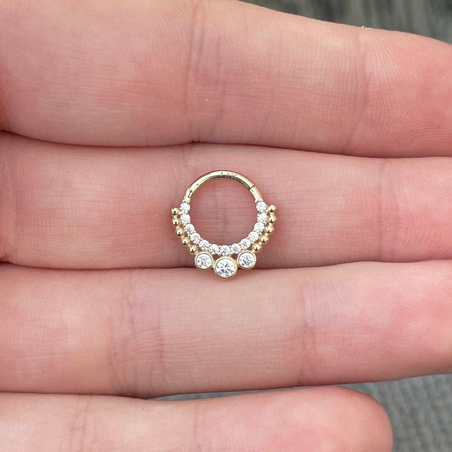 Selunai Daith Earring-Daith Earring-Yellow Gold-Elara Body Jewelry