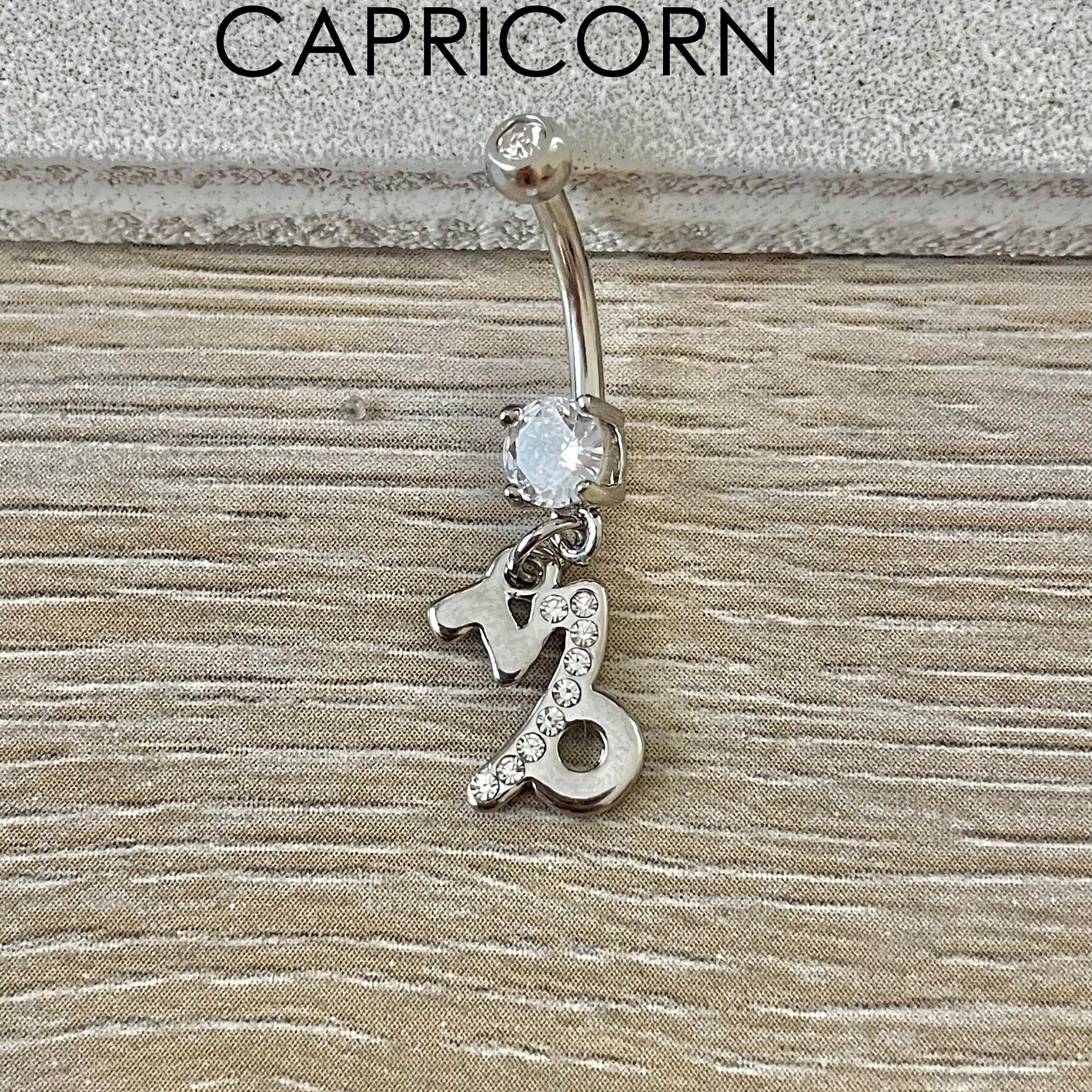 Silver Zodiac Belly Button Ring-Belly Button Rings-Capricorn-Elara Body Jewelry
