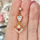 Solara Heart Belly Button Ring-Belly Button Rings-Elara Body Jewelry