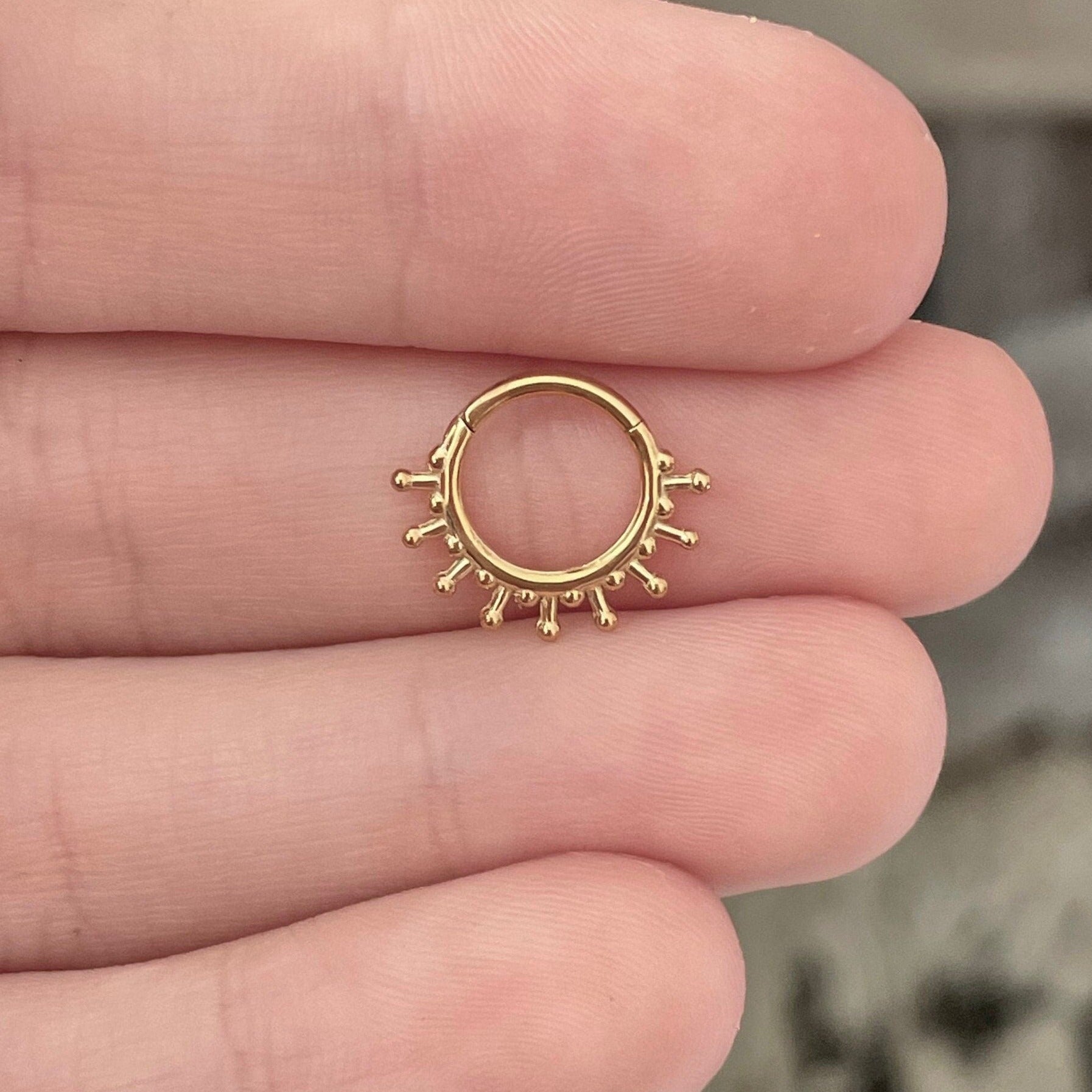 Solstice Glow Septum Ring-Septum Ring-Gold-8mm Diameter-Elara Body Jewelry