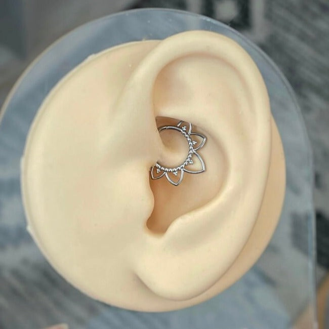 Soluna Bloom Daith Earring-Daith Earring-Silver-Elara Body Jewelry