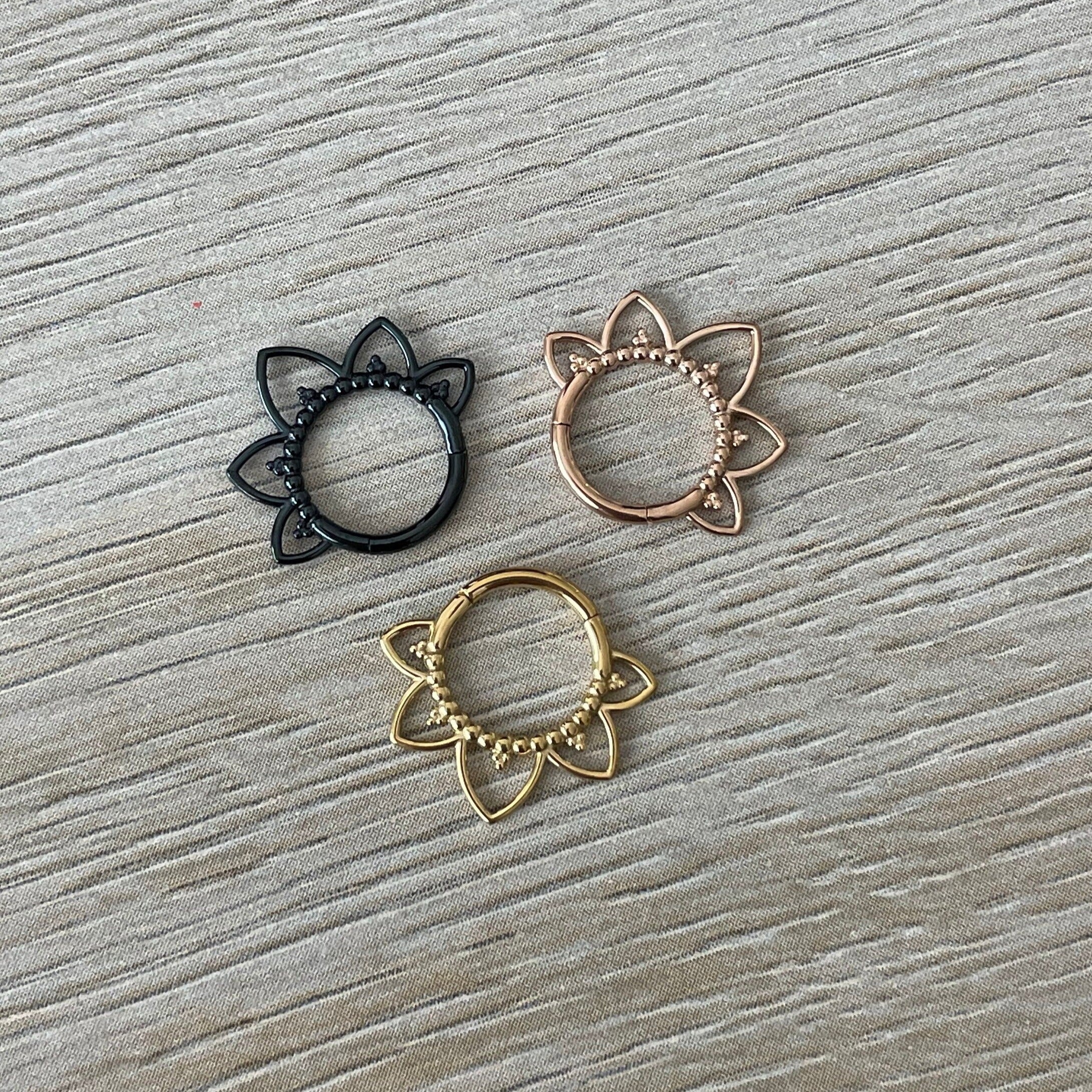 Soluna Bloom Septum Ring-Septum Ring-Rose gold-Elara Body Jewelry