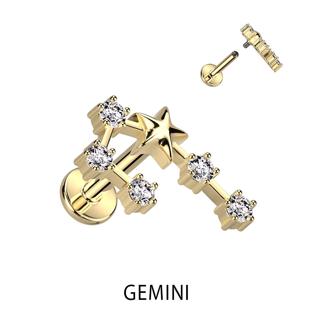 Zodiac Constellation Flat Back Stud-Cartilage Earring-Elara Body Jewelry