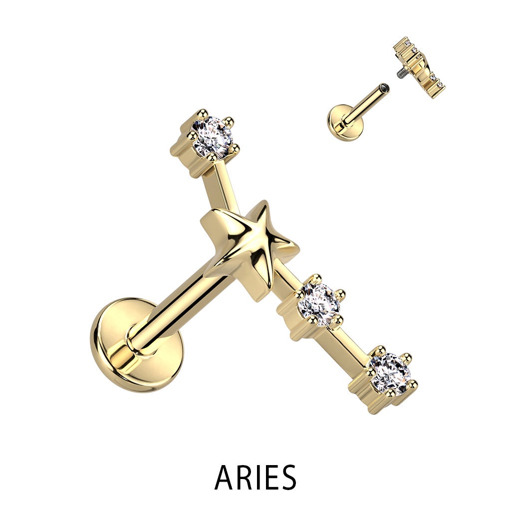 Zodiac Constellation Flat Back Stud-Cartilage Earring-Elara Body Jewelry